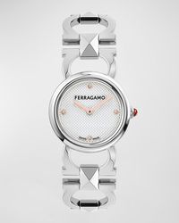 Ferragamo - 25Mm Double Gancini Stud Watch With Dial, Stainless Steel - Lyst