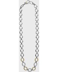 Lagos - Caviar Lux Two-Tone Three Pave Diamond Station Oval Link Necklace - Lyst