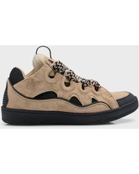 Lanvin - Curb Suede Chunky Low-Top Sneakers - Lyst