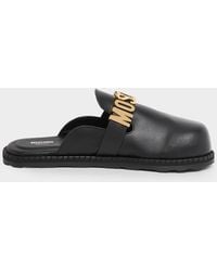 Moschino - Apos;S M Logo Leather Mules - Lyst