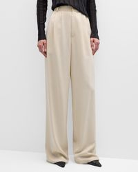 The Row - Rufos Double-Pleated Wide-Leg Silk Pants - Lyst