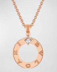 BVLGARI - 18K Rose Diamond Pendant Necklace - Lyst