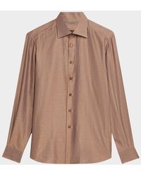 Stefano Ricci - Heathered Cotton And Linen Sport Shirt - Lyst