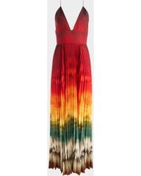 Alice + Olivia - Lauren Pleated V-Neck Maxi Dress - Lyst