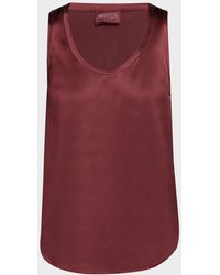 Brunello Cucinelli - Scoop-Neck Sleeveless Satin Blouse - Lyst