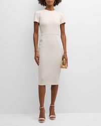 Victoria Beckham - T-Shirt Fitted Midi Dress With Back Zipper - Lyst
