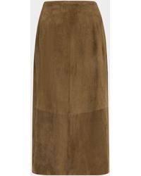 Vince - Mid-Rise Suede Midi Skirt - Lyst