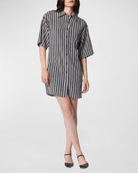 Equipment - Etienna Striped Silk Button-front Mini Shirtdress - Lyst