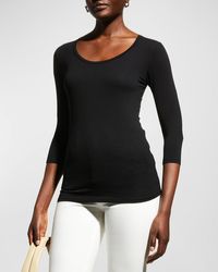 Majestic Filatures - Soft Touch 3/4-Sleeve Scoop-Neck Tee - Lyst