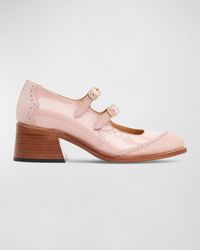 The Office Of Angela Scott - Miss Amlie Mixed Leather Mary Jane Pumps - Lyst