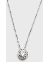 Neiman Marcus - 18K Round Diamond Halo Pendant Necklace, 0.6Tcw - Lyst