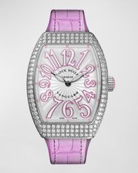 Franck Muller - Lady Vanguard Watch With Diamonds & Pink Alligator Strap - Lyst