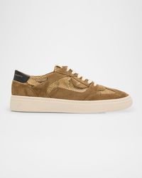 Giuseppe Zanotti - Suede And Snake-Effect Leather Low-Top Sneakers - Lyst