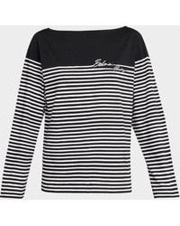 Balmain - Marinier Striped Bateau-Neck Top - Lyst