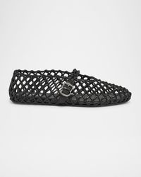 Alaïa - Leather Net Mary Jane Ballerina Flats - Lyst