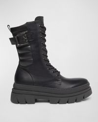 Nero Giardini - Leather Buckle Mid Combat Boots - Lyst