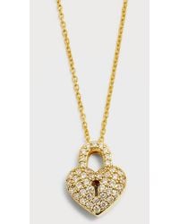 Roberto Coin - Diamond Heart Lock Necklace - Lyst