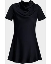 STAUD - Iris Silk Cowl-Neck Mini Dress - Lyst