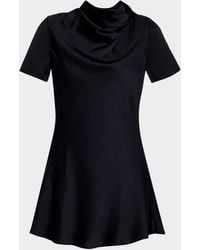 STAUD - Iris Silk Cowl-Neck Mini Dress - Lyst