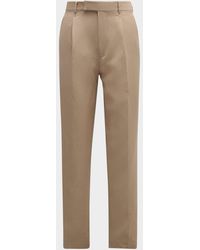 ZEGNA - Wool And Linen Single Pleat Pants - Lyst