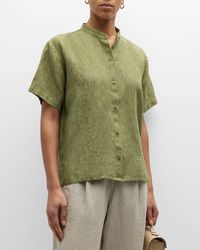 Eileen Fisher - Boxy Button-Down Organic Linen Shirt - Lyst