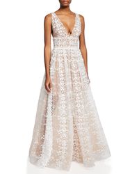 Bronx and Banco - Megan V-Neck Lace Gown - Lyst