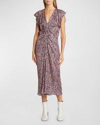 Isabel Marant - Lyndsay Floral-Print Cap-Sleeve Midi Dress - Lyst