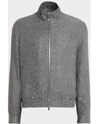 Brunello Cucinelli - Apos;S Silk, Linen And Wool Hopsack Stand Collar Jacket - Lyst