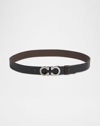 Ferragamo - Moufflon Adjustable & Reversible Double-Gancini Buckle Leather Belt - Lyst