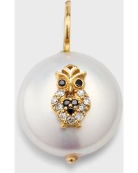 Kastel Jewelry - 14k Diamond Owl Freshwater Flat Pearl Pendant - Lyst