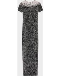 Pamella Roland - Leopard Sequined Off-The-Shoulder Illusion Gown - Lyst