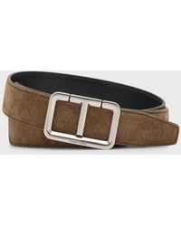 Tom Ford - Scored Suede T-Buckle Belt - Lyst