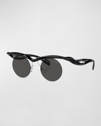 Prada - Rimless Mixed-Media Round Sunglasses - Lyst