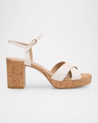 Stuart Weitzman - Dayna Leather Crisscross Platform Sandals - Lyst