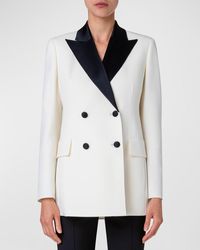Akris - Double-Face Wool Tuxedo Jacket With Contrast Satin Lapel - Lyst