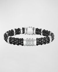 Lagos - Black Caviar Diamond 3-link Bracelet, 9mm - Lyst