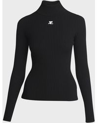 Courreges - Turtleneck Long-Sleeve Rib Sweater - Lyst