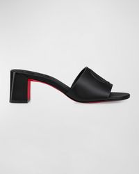Christian Louboutin - Leather Logo Sole Mule Sandals - Lyst
