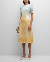 Lafayette 148 New York - Marfa-Print Silk Organza Midi Dress - Lyst