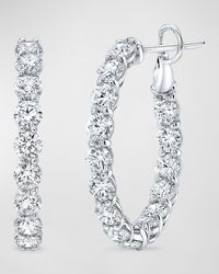 Rahaminov Diamonds - 18k White Gold Round Diamond Hoop Earrings, 1"l - Lyst