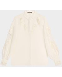 Kobi Halperin - Angela Embroidered Sheer-Inset Blouse - Lyst