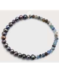 Jan Leslie - Grey Freshwater Pearl And Gemstone Split Beaded Bracelet - Lyst