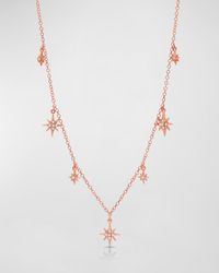 Graziela Gems - 18k Rose Gold Starburst Diamond Station Necklace - Lyst
