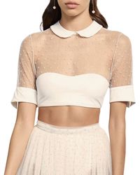 Amaiò Bella Collared Mesh Short-sleeve Swim Top - Multicolor