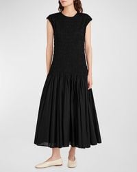 Merlette - Stijl Smocked Cap-sleeve Voile Midi Dress - Lyst