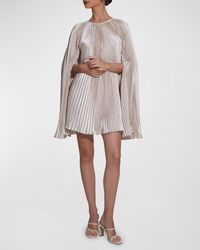 L'idée - Palais Pleated Satin Split-Sleeve Mini Dress - Lyst