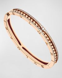 BVLGARI - B.zero1 Rock 18k Rose Gold Studded Diamond Bracelet, Size M - Lyst