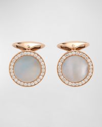 Jan Leslie - 18K Rose Mother Of Pearl And Diamond Cufflinks - Lyst