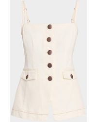 Toccin - Roxy Cutaway V Denim Button-Front Top - Lyst