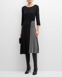 Misook - Pleated Short-sleeve Knit Midi Dress - Lyst